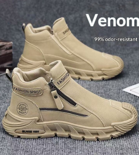 Men's Slip-Resistant Work Shoes - Versatile Zipper Workwear Footwear with Non-Slip Rubber Sole