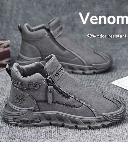 Men's Slip-Resistant Work Shoes - Versatile Zipper Workwear Footwear with Non-Slip Rubber Sole
